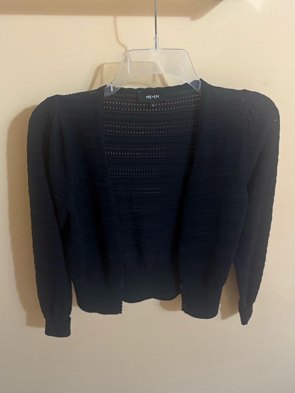 ME+EM Navy Open Knit Cardigan